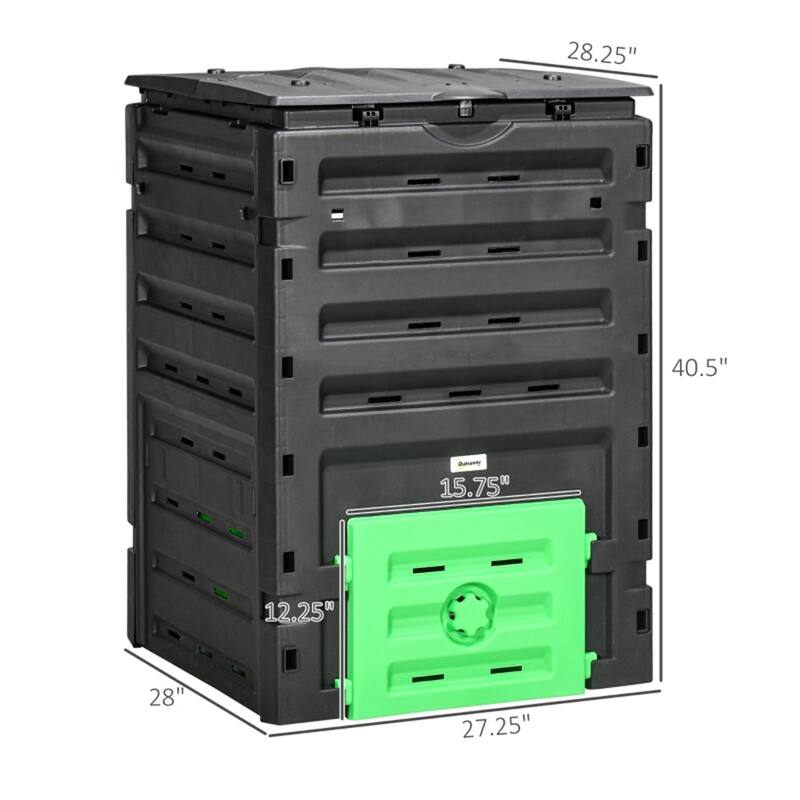 Kitchen and Garden Compost Bin with Snap-On Lid and Vent System - 27.25" L x 28" W x 40.5" H