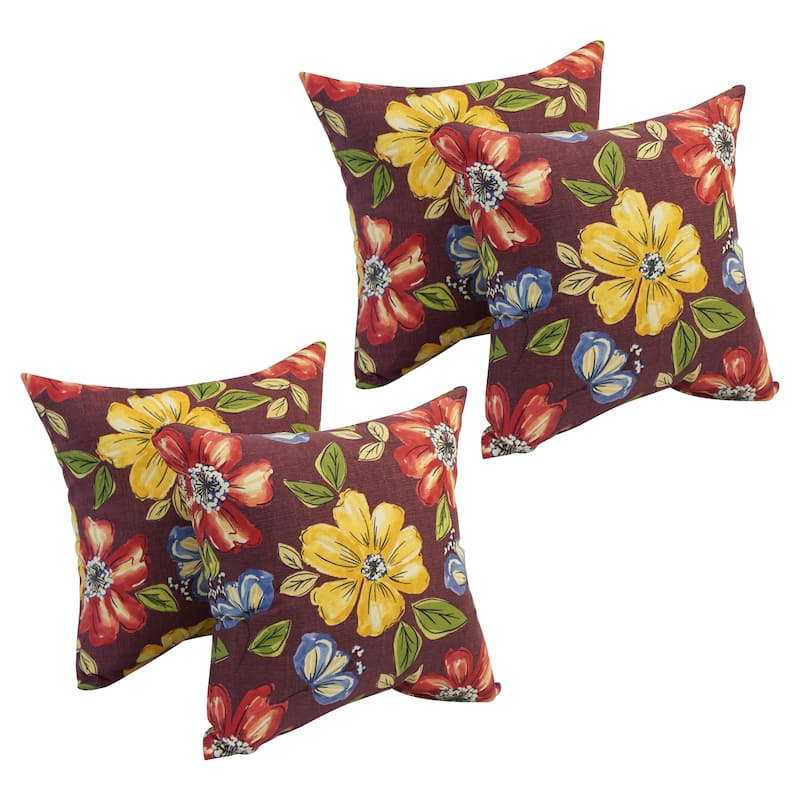 Blazing Needles 17-inch Square Polyester Outdoor Throw Pillows (Set of 4) - Mcjanice Eggplant