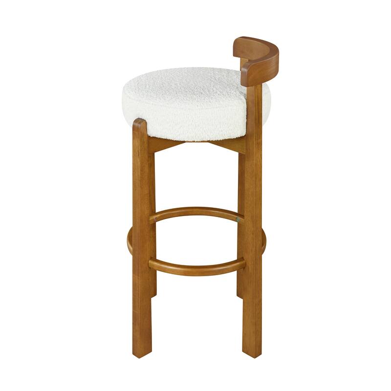 Roomfitters Elise Indoor Low Back Wooden Barstools with Ivory Upholstery, Set of 2 - Set of 2