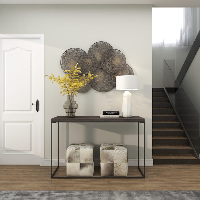 Black Metal Geometric Overlapping Perforated Plate Home Wall Decor