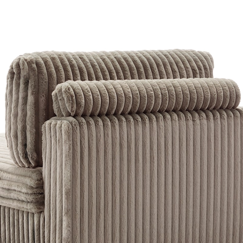 42" W Plush Corduroy Upholstered Chaise Lounge Sleeper for Living