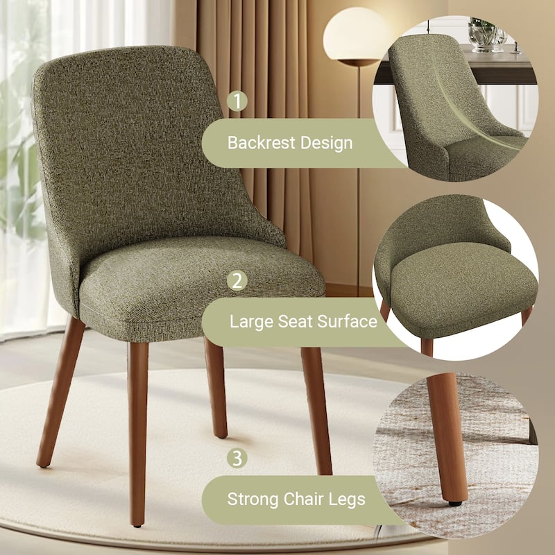 High Back Dining Chairs Upholstered Padded Kitchen Chairs Wood Legs for Restaurant Cafe