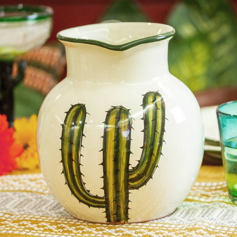 Novica Handmade Saguaro Ceramic Pitcher