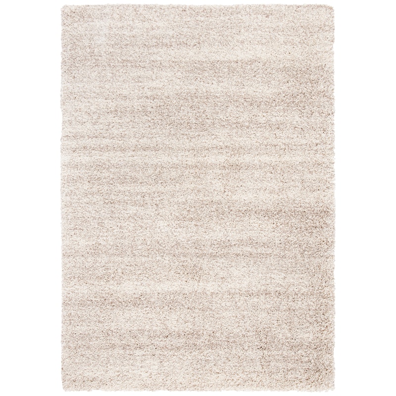 SAFAVIEH Hudson Shag Justine Modern 2-inch Thick Rug - 4' Square - Ivory/Beige - Square