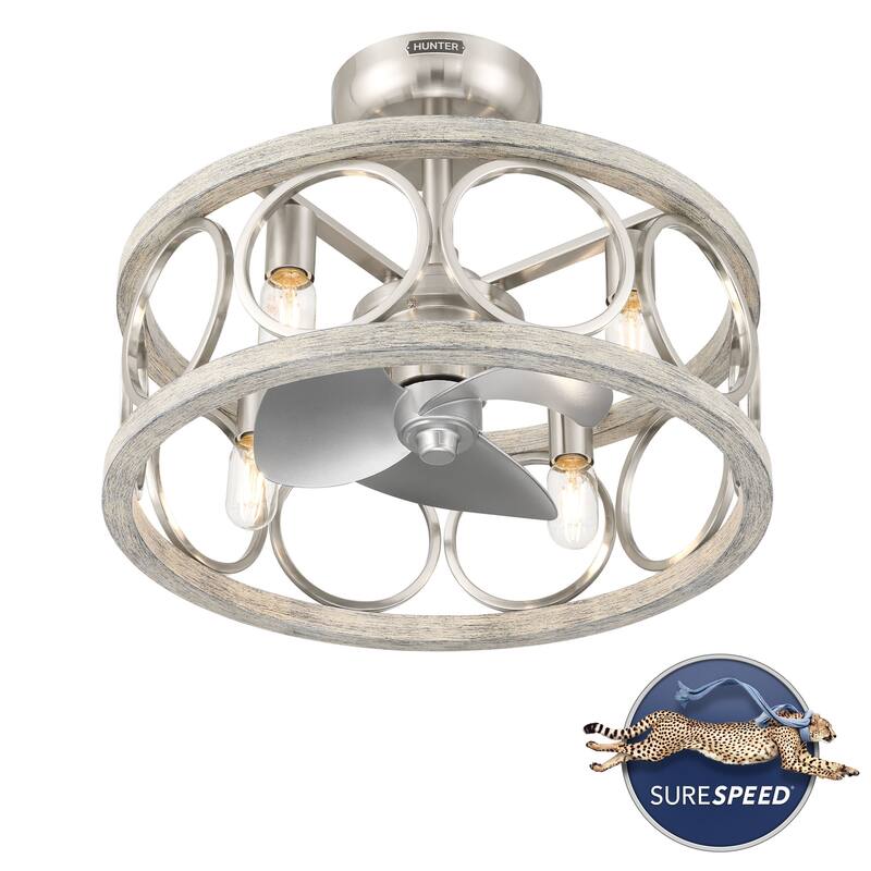 Hunter Haven 22" Fandelier Ceiling Fan w/ Light, Remote - Modern, Industrial, Farmhouse - Small Spaces