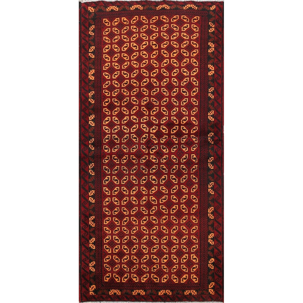 Geometric Balouch Persian Traditional Area Rug Wool Hand-knotted - 3'3" x 6'3"