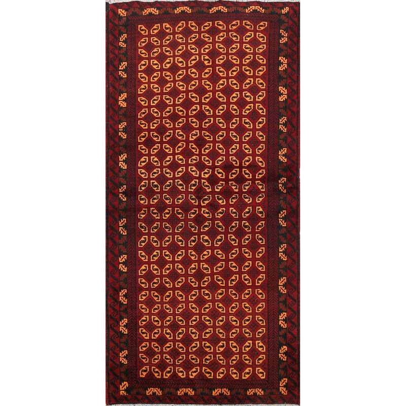Geometric Balouch Persian Traditional Area Rug Wool Hand-knotted - 3'3" x 6'3"