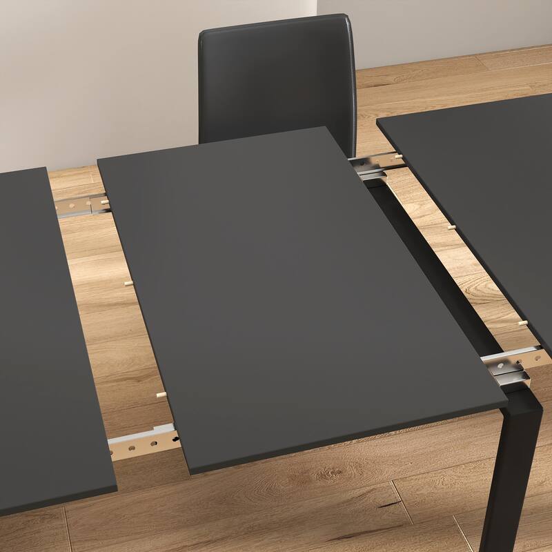 Modern Extendable Dining Table with Outlet & Storage, Space-Saving Expanding Table for Party & Meetings