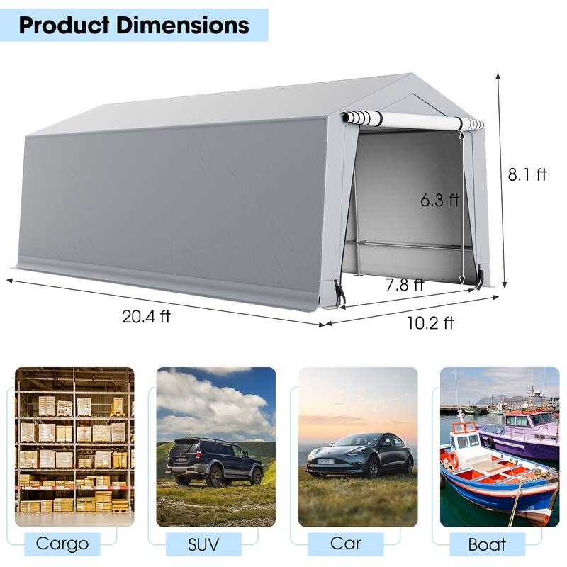 Costway 10' x 16'\10.2' X 20.4' Heavy-Duty Carport Car Canopy Shelter