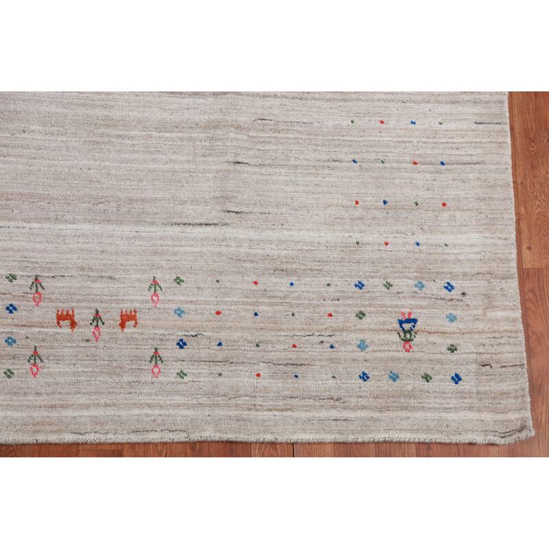 Tribal Gabbeh Indian Rug Hand-Knotted Wool Carpet - 8'5" x 9'9"