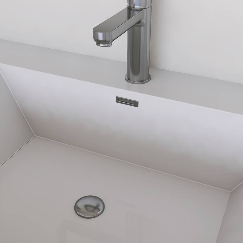 Modern Wall-Mounted Bathroom Vanity with White Solid Surface Top