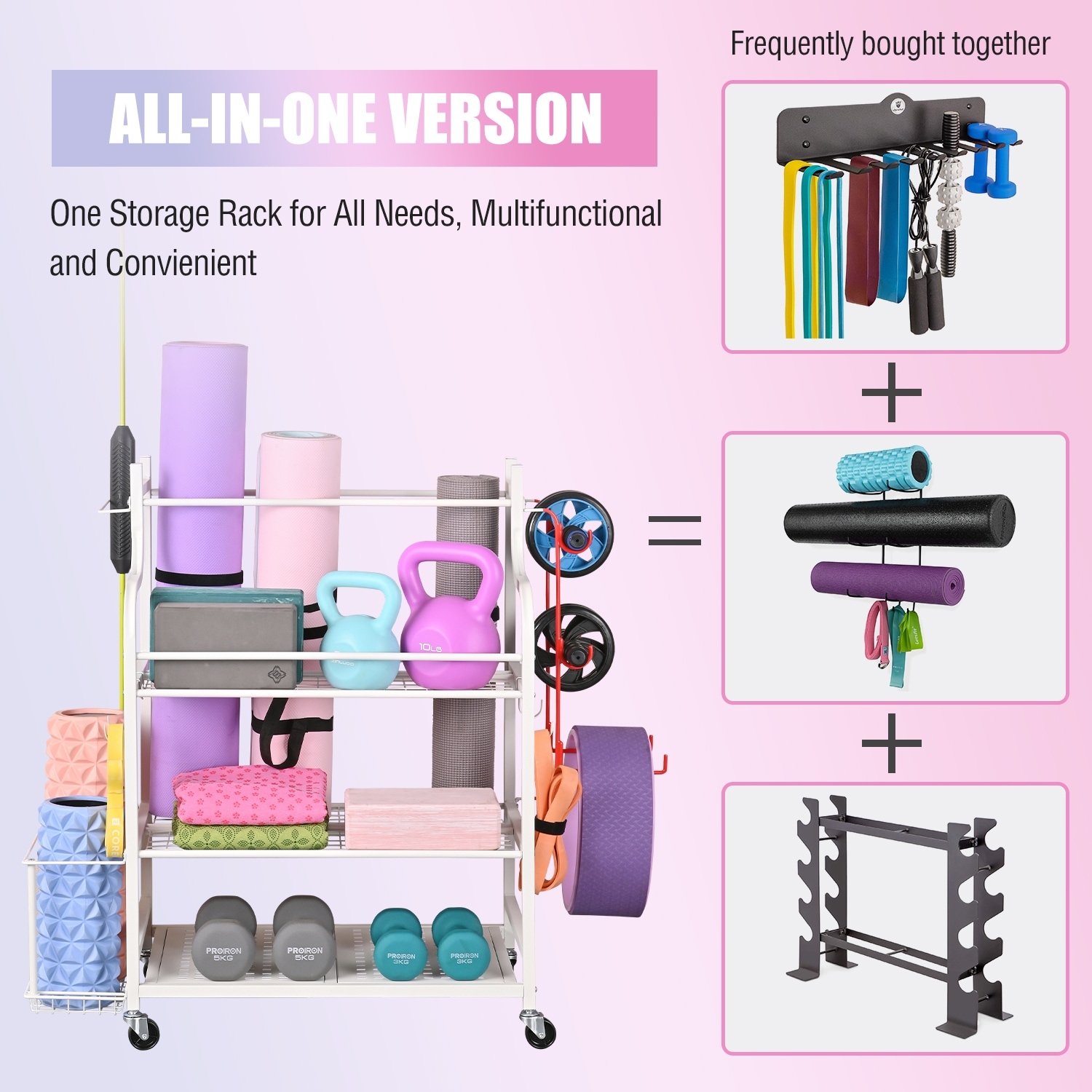 Yoga Mat Storage Racks,Home Gym Storage Rack for Dumbbells Kettlebells Foam  Roller, Workout Equipment Storage Organizer