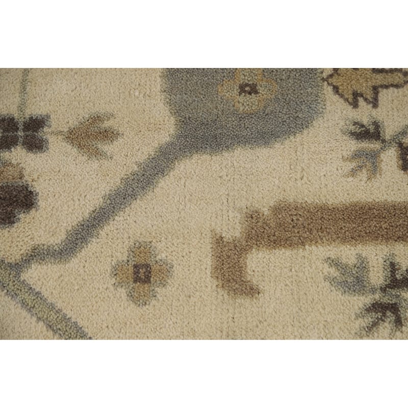 Earth Tone Oushak Indian Area Rug Handmade Transitional Wool Carpet - 9'0" x 11'9"