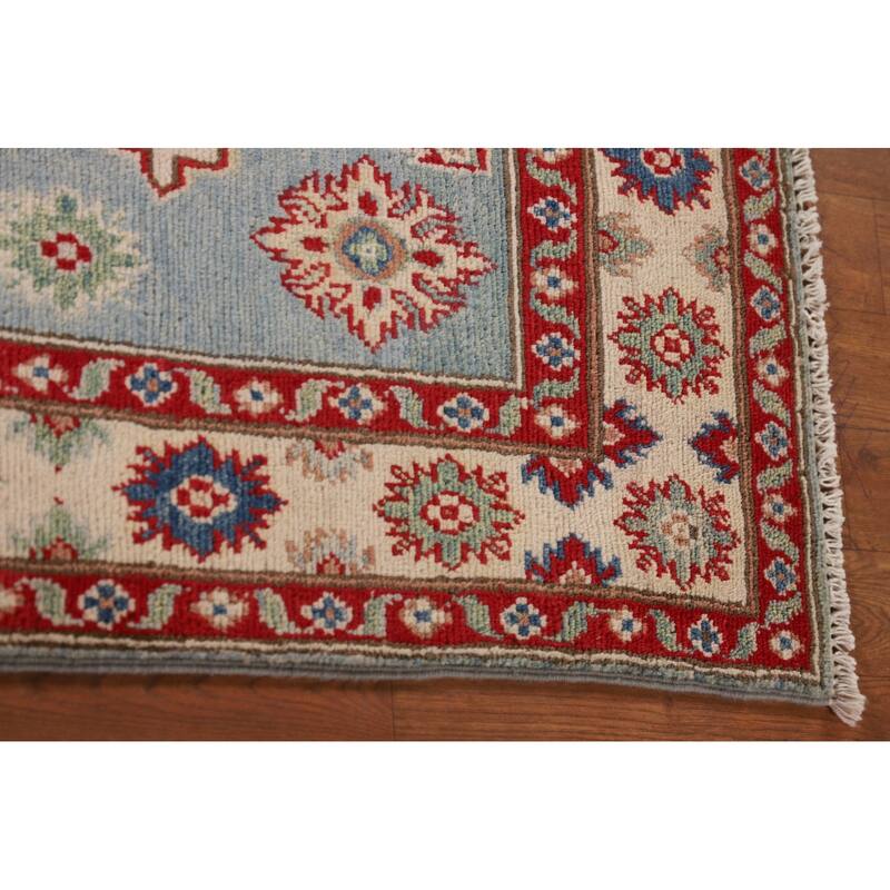 Blue Kazak Oriental Accent Rug Hand-Knotted Wool Carpet - 3'3"x 5'5"