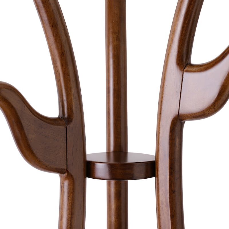 S-shaped Creative Freestanding Coat Rack Solid Wood Coat Tree with Hooks - 74.8"H x 16.5"Dia (base)