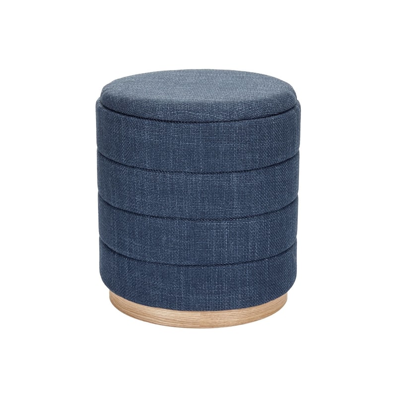 Aria Home Modern Cylinder Ottoman with Hidden Storage Upholstery Seat - Dark Blue