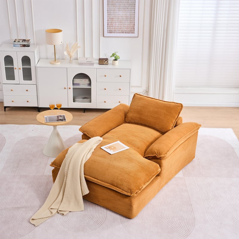 Oversized Single Chaise Lounge Sofa Armchair for Living Room, Corduroy Upholstered Accent Reading Chair Lounge Chair