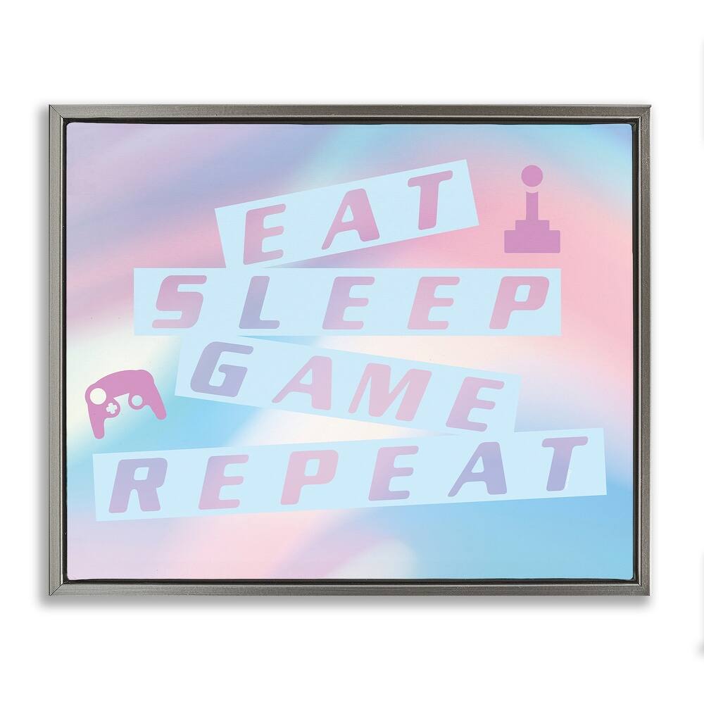 Stupell Pastel Eat Sleep Game Framed Floater Canvas Wall Art Design By Yass Naffas Designs