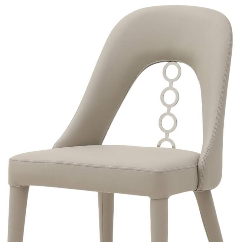 HomeRoots Set of Two Gray and Silver Faux Leather and Stainless Steel Dining Side Chairs - 19.00 in. x 34.00 in. x 22.00 in.