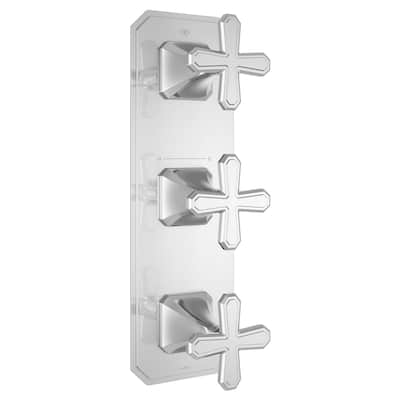 DXV Belshire Three-Handle Thermostatic Valve Trim with Cross Handles