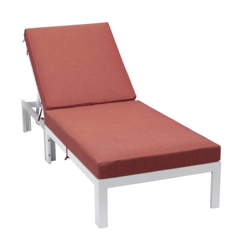 Chelsea Polyester Chaise Lounge Chair with Adjustable Headrest, Aluminum Frame, Machine Washable Cushions for Outdoor & Indoor