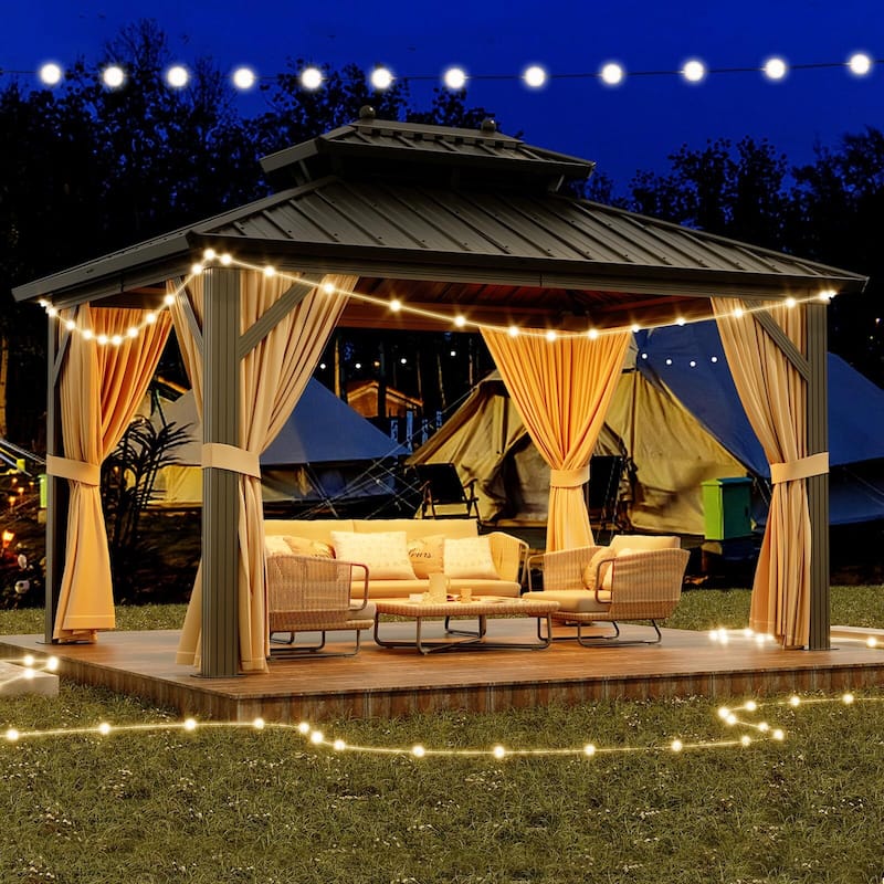 10X10FT,10X12FT,10X13FT,12X14FT,12X20FT Outdoor Galvanised Steel Hardtop Gazebo