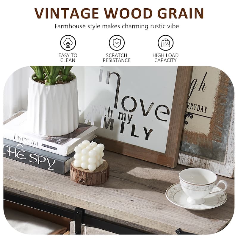 Farmhouse 5 Drawers Dresser, Vintage Chest of Drawers with Barn Door