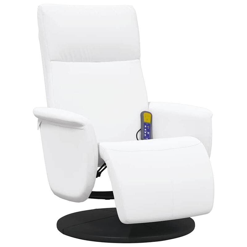 vidaXL Massage Recliner Chair with Footrest White Faux Leather