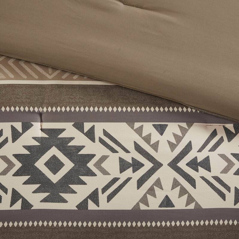 Madison Park Mariposa 5 Piece Stripe Herringbone Comforter Set with Throw Pillows