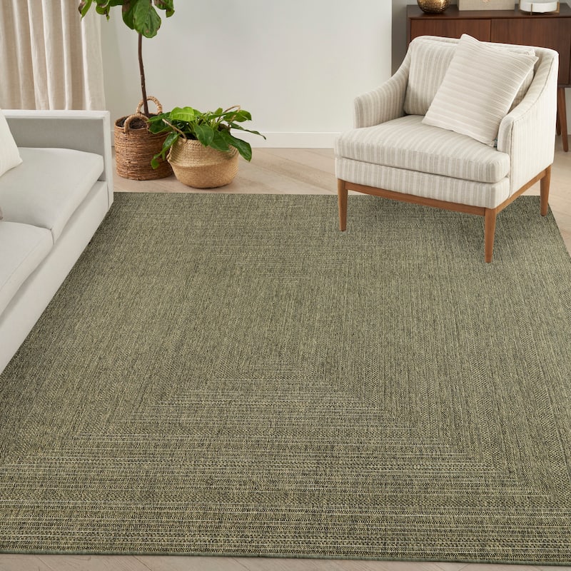Nourison Tulum Indoor/Outdoor Geometric Area Rug - 10' x 14' - Olive