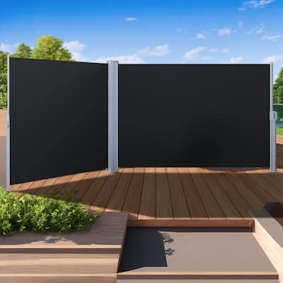Outdoor Retractable Double Side Awning Waterproof UV-Resistant Folding Privacy Screen Fence