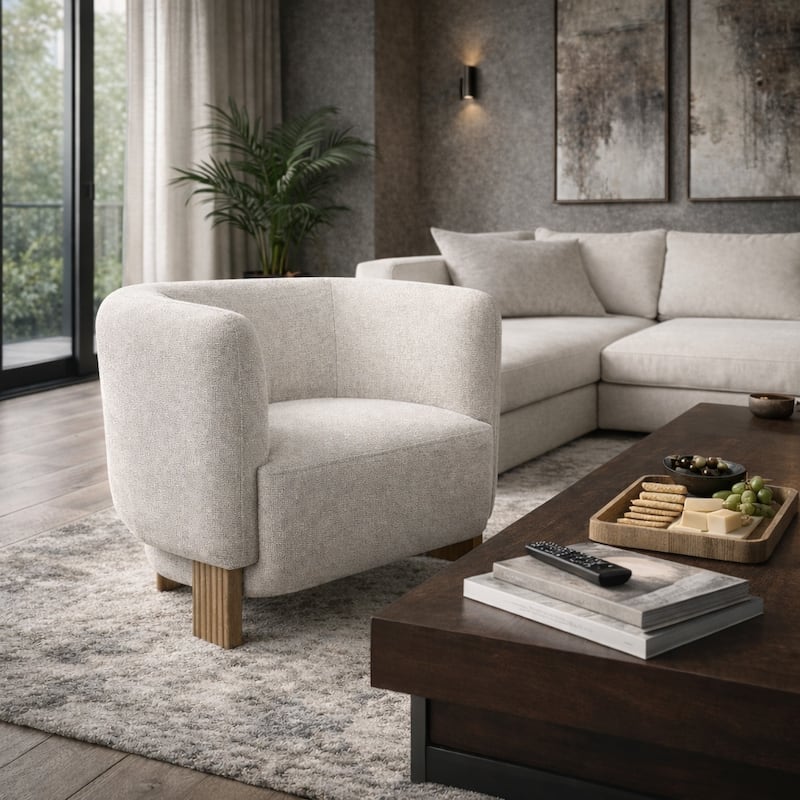 Compact Barrel Accent Chair with Curved Back - 32.25"