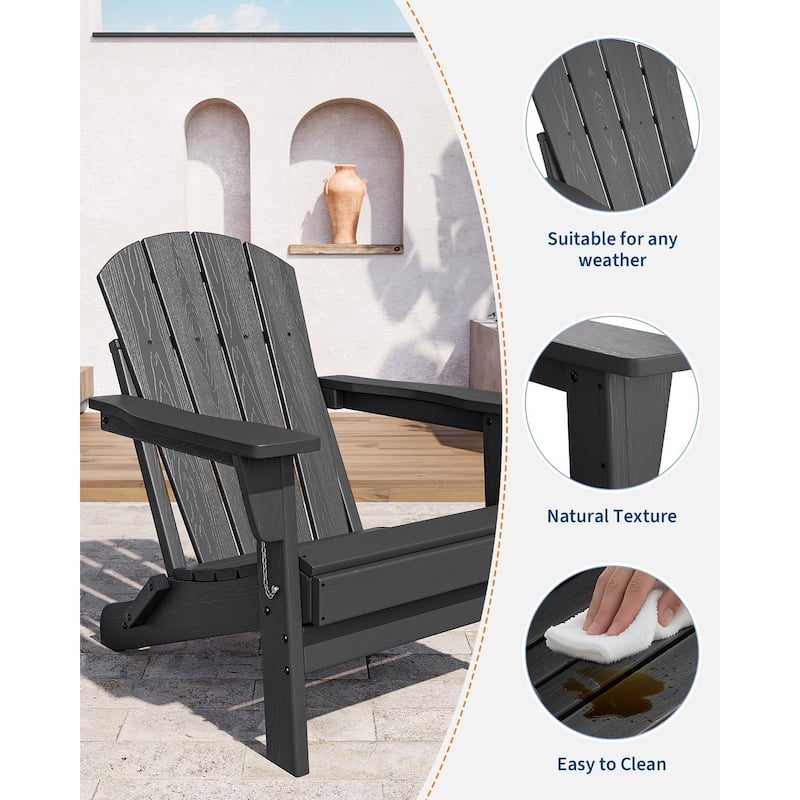 Folding Adirondack Chairs Set Of 1 HDPE Plastic Outdoor Chairs