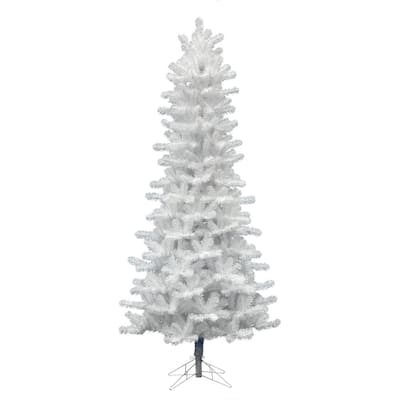 Vickerman 8.5' Crystal White Pine Slim Artificial Christmas Tree, Unlit - Crystal White