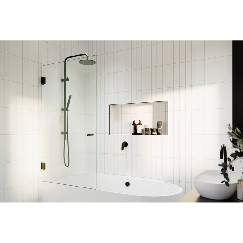 Glass Warehouse 58.25" x 34" Frameless Shower Bath Door - Door Only - Matte Black