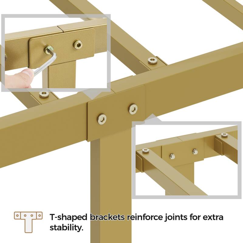 Yaheetech Bed Frame with Arched Headboard Modern Metal Bed Frame with Heavy Duty Slat Support