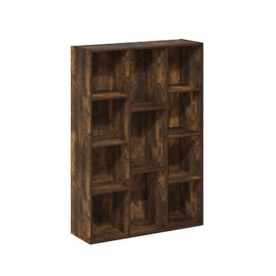 41.7 in. Tall Pine Wood 11-Shelf Bookcase