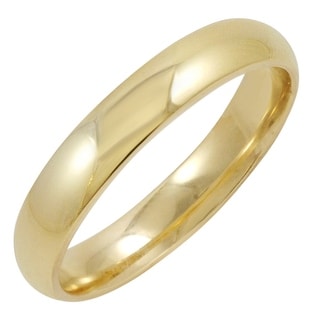 Men's 14K Yellow Gold 4mm Classic Plain Wedding Band Ring Gift Box
