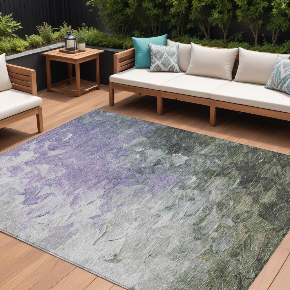 HomeRoots Abstract Transitional Rectangle Outdoor Rug