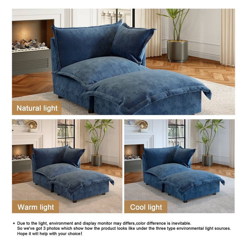 Modern Cloud Chaise Longue Accent Chair with Ottoman set