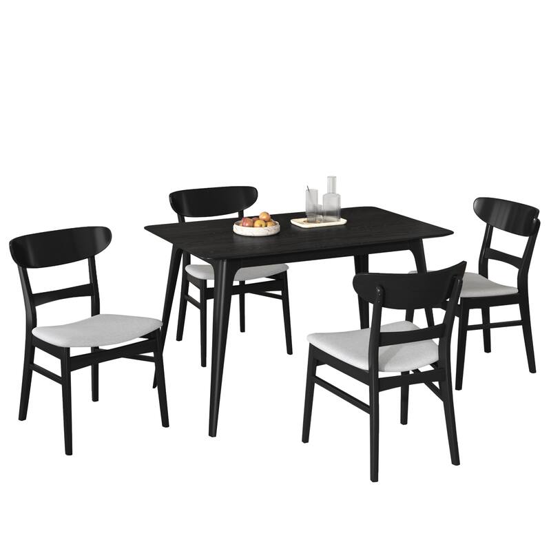 5-Piece Modern Dining Table Set, Kitchen Table Set with Wood Table and 4 Upholstered Chairs for Dining Room