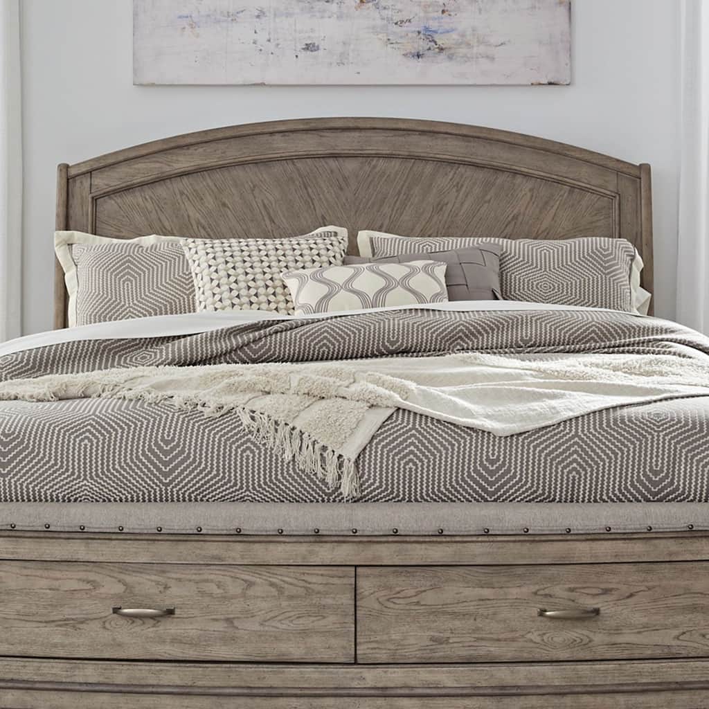 Avalon Burnished Beige Oak Panel Headboard, Queen or King