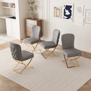 Set of 4 Dining Chair With Golden Metal Legs - Bed Bath & Beyond - 41629504