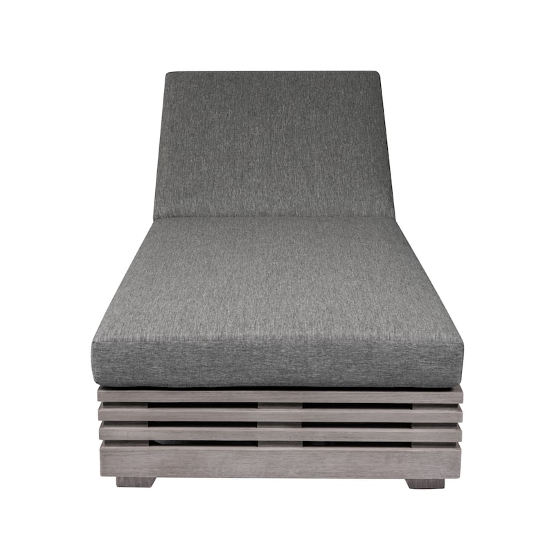 Vivid Outdoor Patio Adjustable Chaise Lounge Chair in Eucalyptus Wood with Olefin Cushions