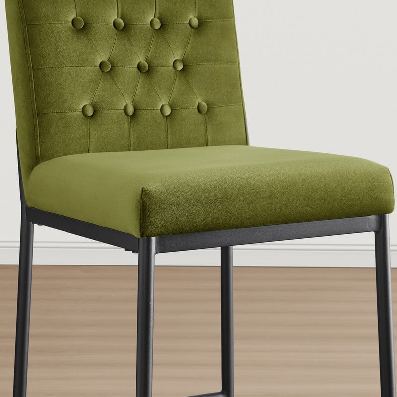 Spruce & Spring Velvet Tufted Counter Bar Stool with Metal Frame