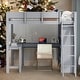 preview thumbnail 22 of 30, Full Size Loft Bed with Desk and Shelf, Space Saving Design