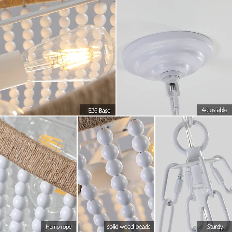 Bohemian style Woven Pendant Light 23.6 Inch Rattan Ligh Large Rattan Pendant Light with 5-Tier Rattan Chandelier