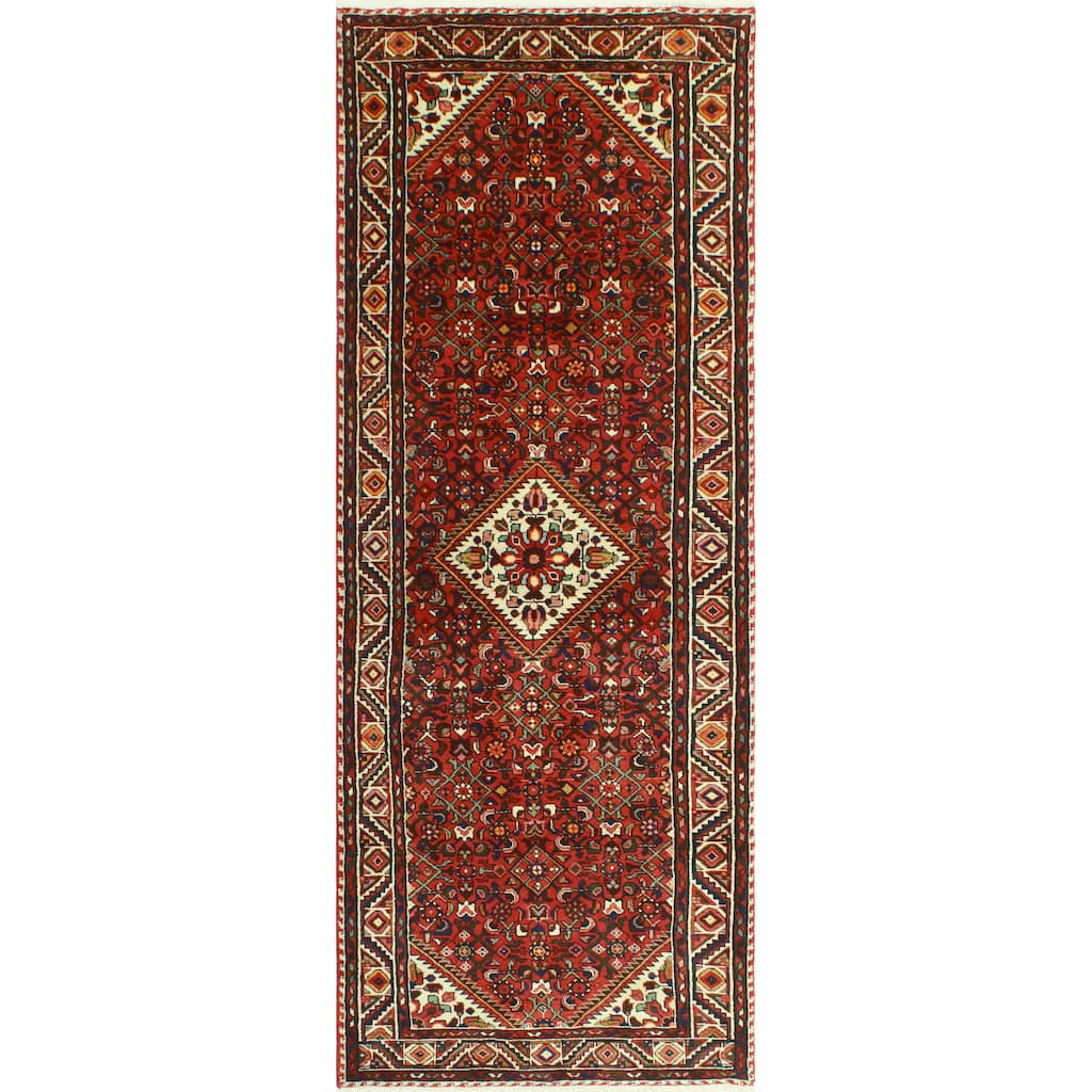 Fine Vintage Distressed Malika Red/Ivory Runner - 3'8" x 9'11"