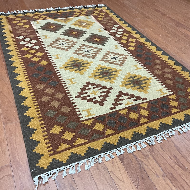 HERAT ORIENTAL Handmade Wool Kilim - 4'2" x 6'