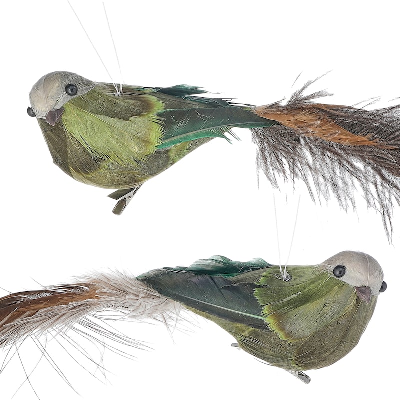 14" Deer Valley Feather Bird Clip Ornament Set of 2